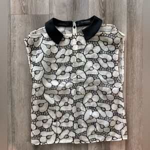 Thakoon Black and Cream Floral Lace Pencil Skirt